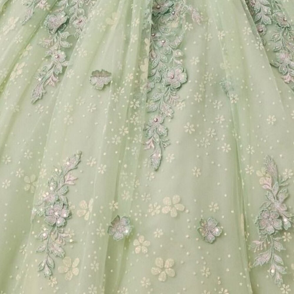 N/A NEW LONG QUINCEANERA MAXI TULLE BALL GOWN W/ REMOVABLE PUFF SLEEVES CD 15722 - Picture 7 of 12